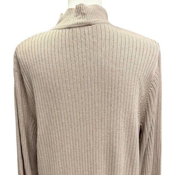 Evan Picone Plus Size 3X Tan Ribbed Mock Neck Sweater Long Sleeve Pullover - Picture 6 of 16